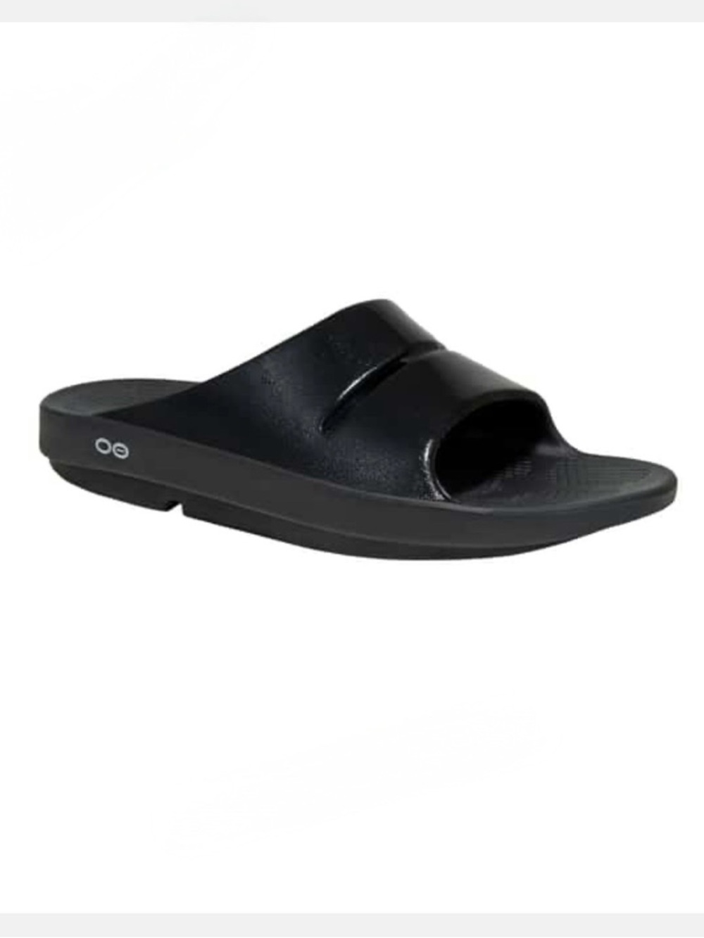 Oofos Ooahh Luxe Slides Size 7 Black Shine